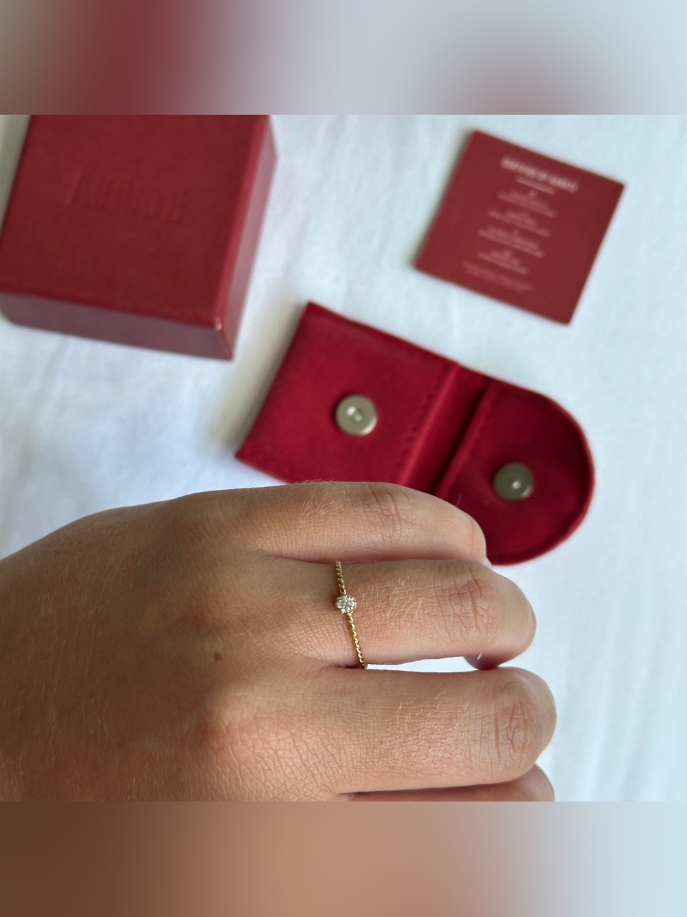 NEW Aurate 14k Solid Gold Twist Dainty Diamond Size - Size 6.5